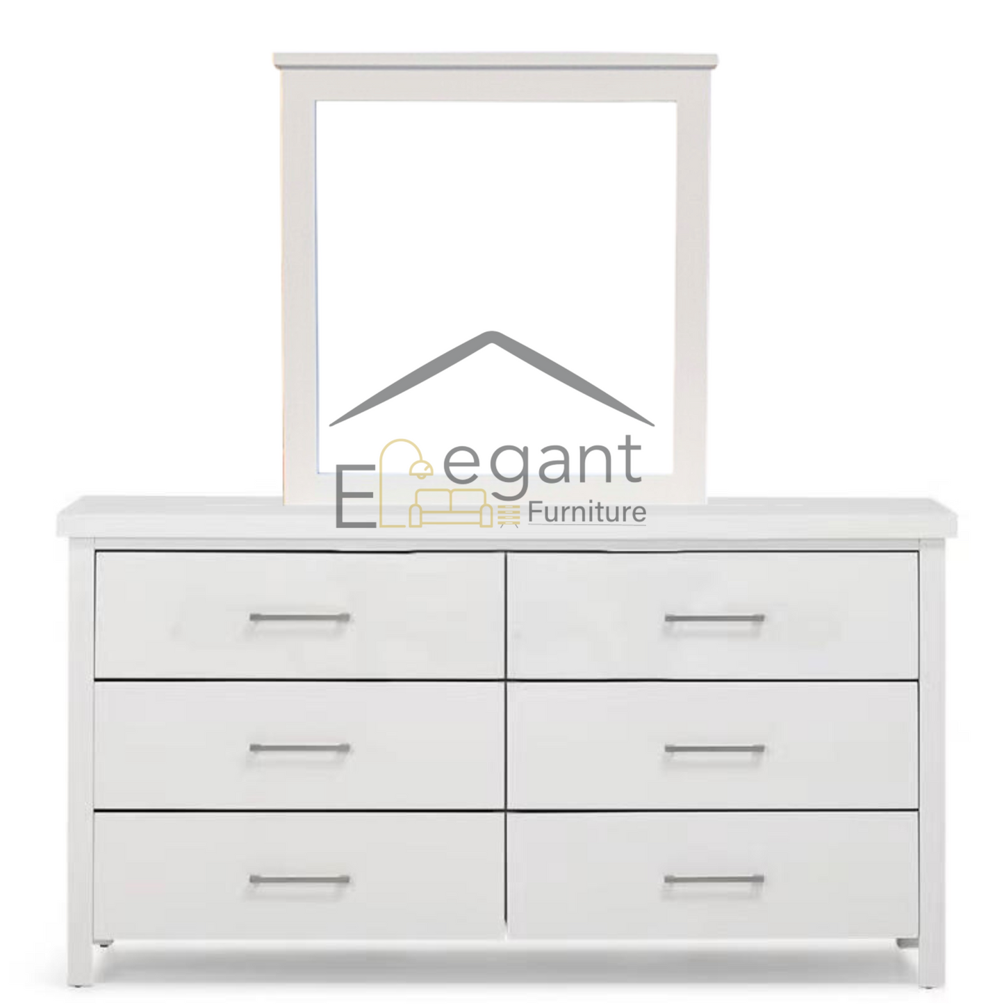 Earling White Dresser With Mirror