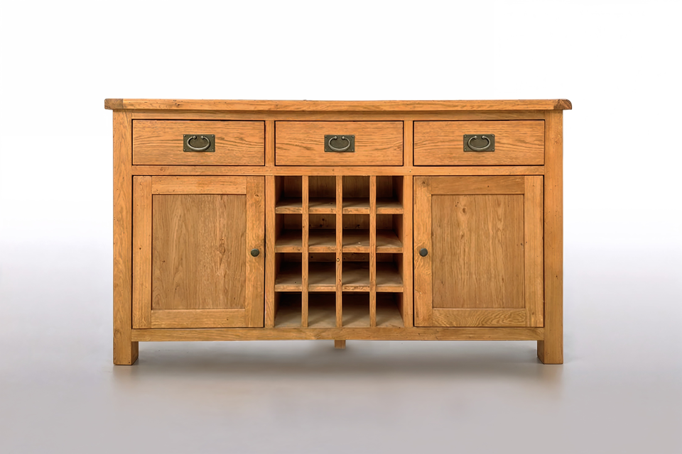 Salisbury Solid Oak Buffet with Wine Rack – 1.5m