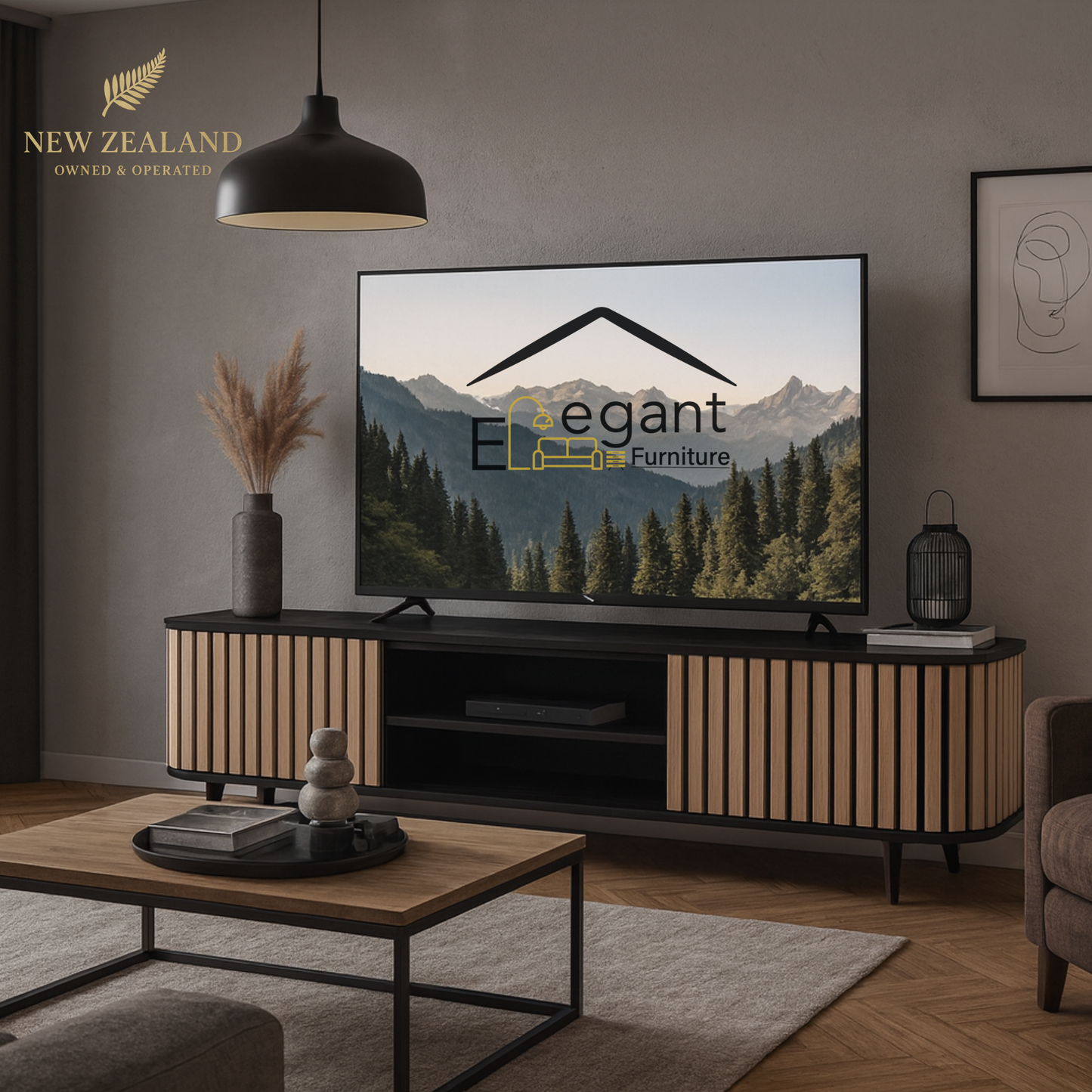 Elegant Contrast TV Unit – NZ Made Entertainment Unit