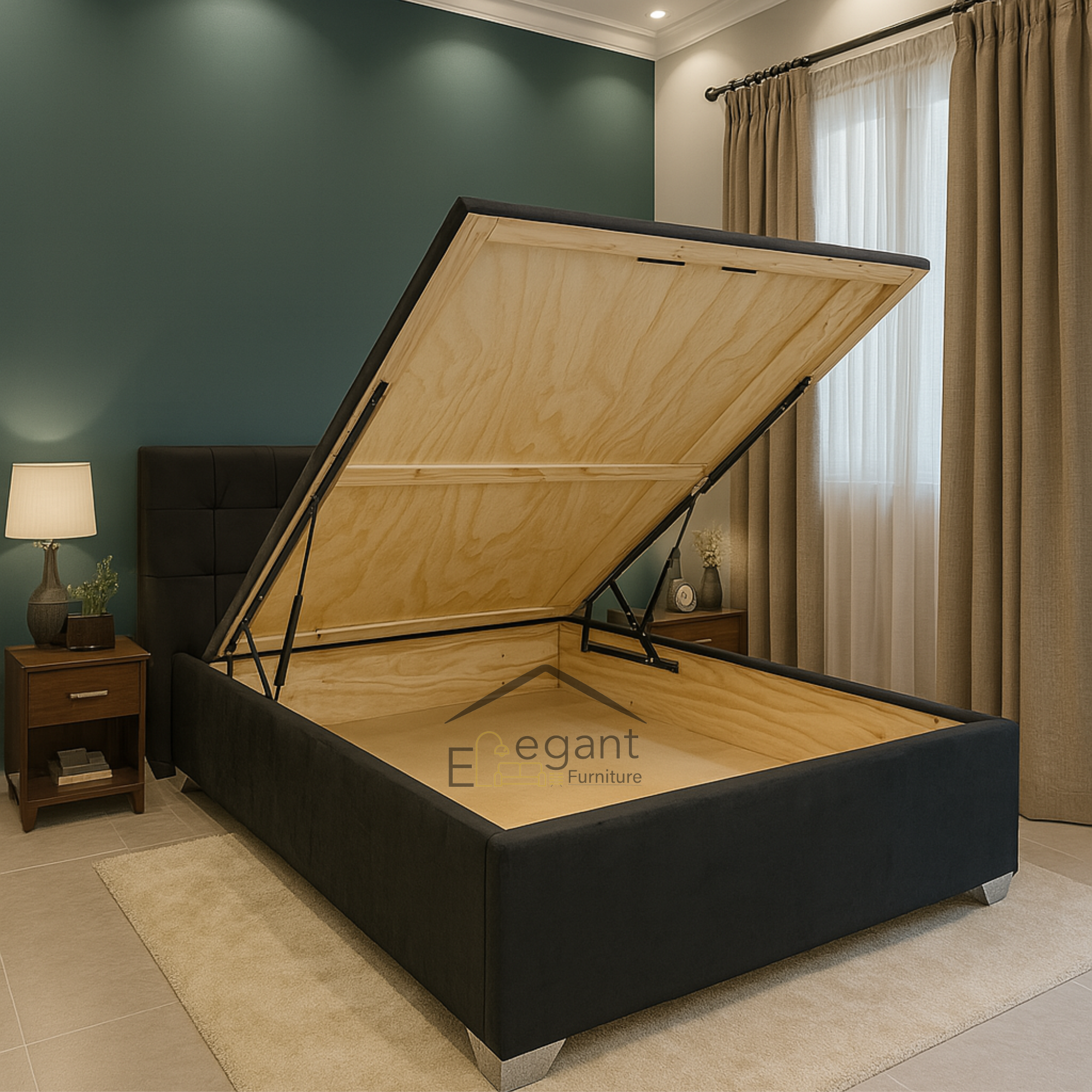 Elegant Furniture Long Double Gas Lift Storage Bed Base | Premium ...