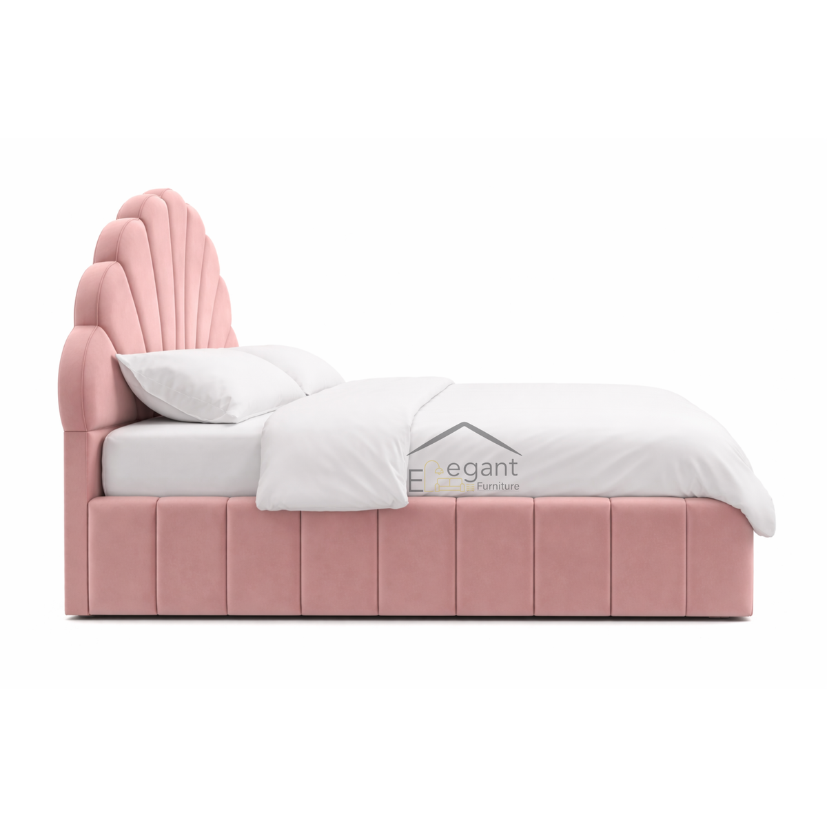 File Shell Beds Blossom Shell Bed Frame NZ Made | Scalloped Velvet Bed Single to ...