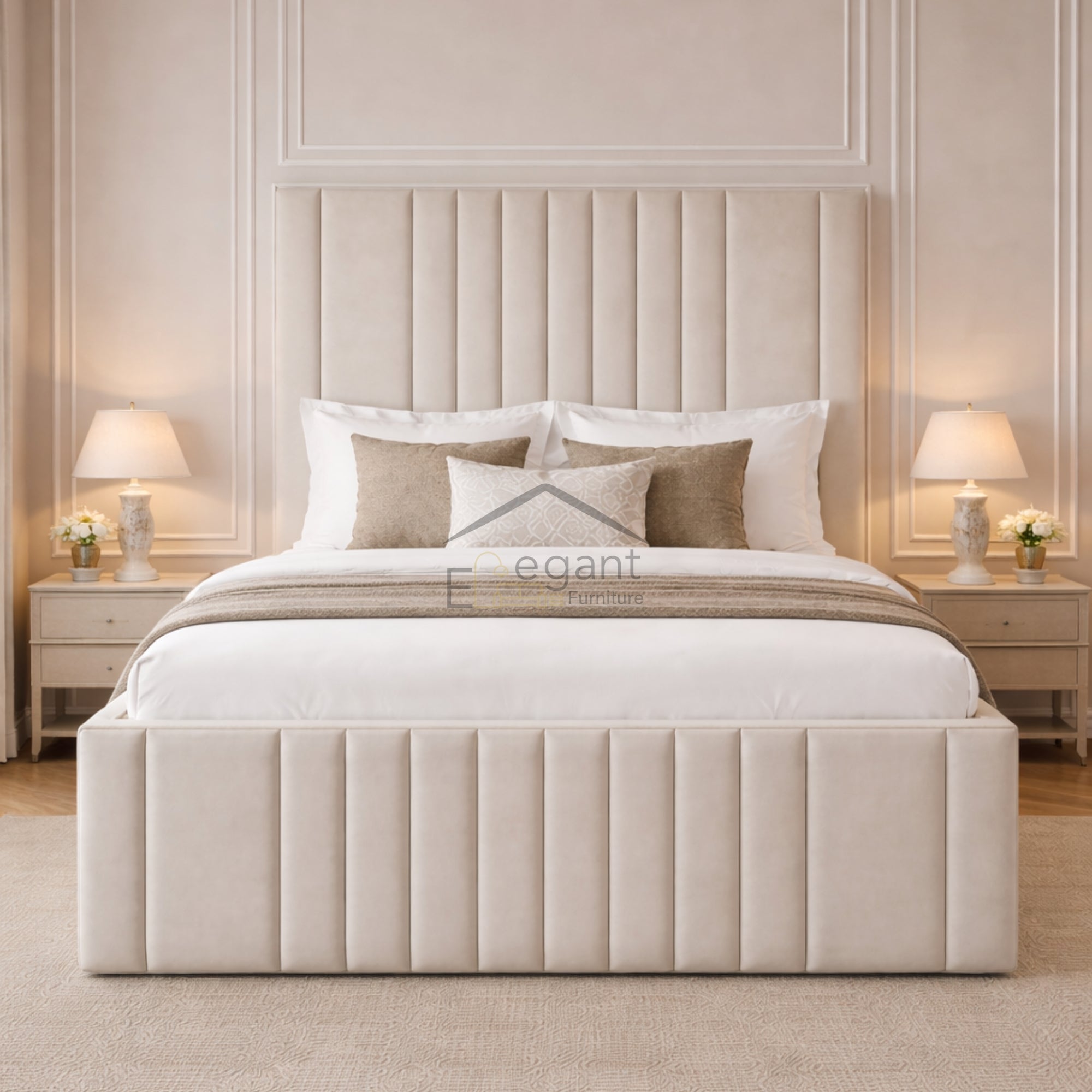 Valencia Upholstered Panel Bed | Tall 1800mm Headboard NZ Made
